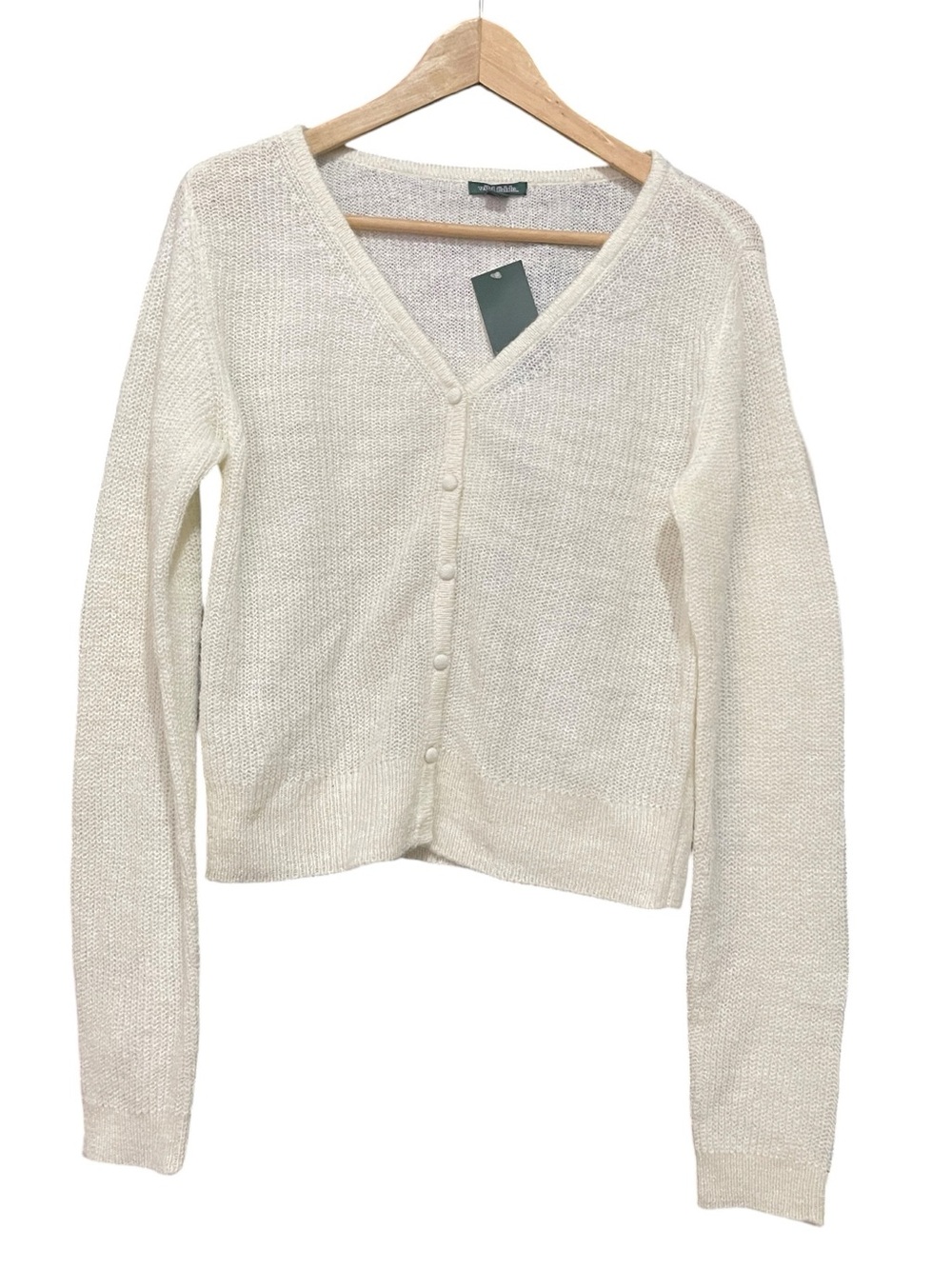 Wild Fable Women's Cream V-Neck Button Cardigan Sweater M